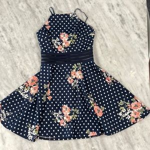 City Studio, size 1 polyester navy and coral dress like new from Macy’s